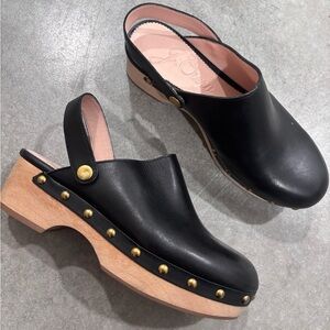 J.Crew Black leather convertible clogs